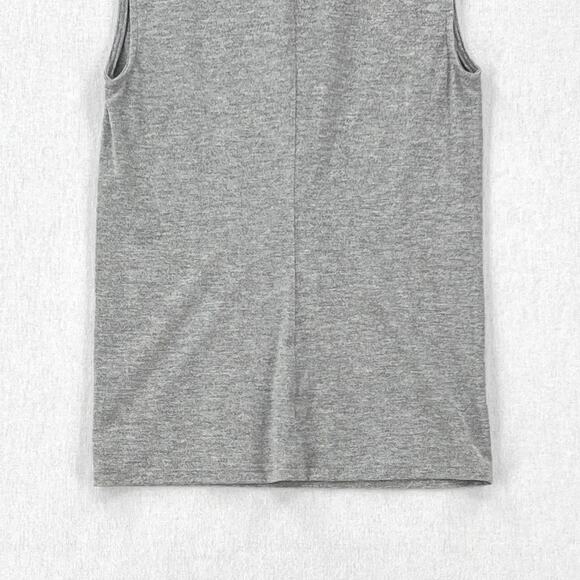 ENZA COSTA Lurex Jersey Sleeveless Turtleneck Top Womens Medium Light Gray NEW - Picture 7 of 13